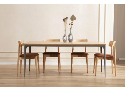 Esszimmer Set Holz Esstisch Garnitur Tisch Sideboard Spiegel 4x Stühle 7tlg.