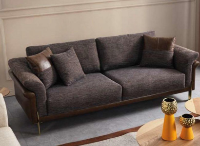 Sofagarnitur Sofa 3 Sitzer Grau Sessel Wohnzimmer Möbel Luxus Design