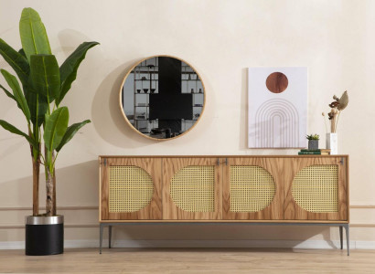 Sideboard mit Spiegel Anrichte Sideboards Holz Schrank Möbel Braun Neu
