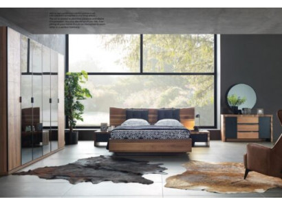 Schlafzimmer Bett 2x Nachttisch Kleiderschrank Kommode Spiegel Set 6tlg