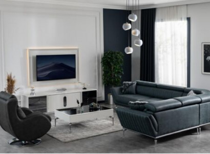 Wohnzimmer Set Ecksofa L-Form TV-Ständer Fernsehwand Garnitur Design