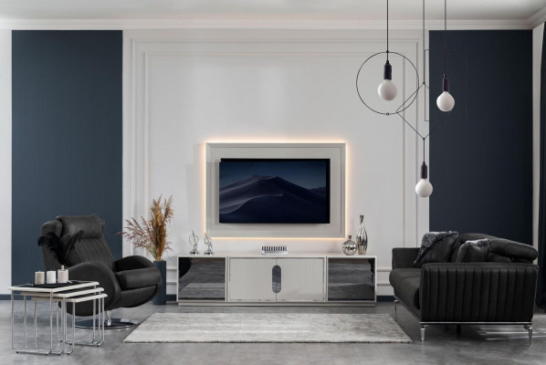 Komplettes Set Wohnzimmer Garnitur Ecksofa rtv couchtisch sessel 4tlg.