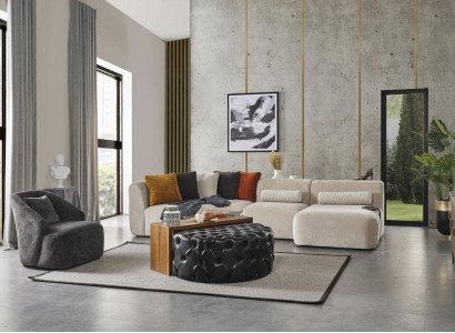 Set Ecksofa L Form Sitz1 Sofagarnitur Couchtisch Hocker Wohnzimmer