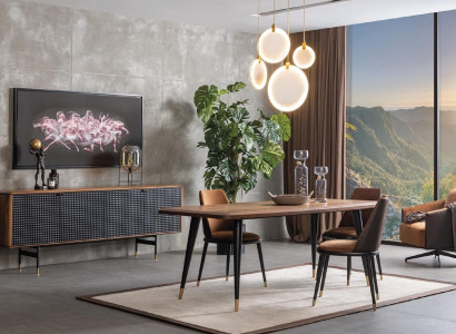 Gruppe Essganitur Esstisch 4x Stühlen Anrichte Möbel Es Esszimmer