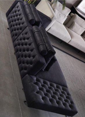 Design Sofagarnitur 3 Sitzer Textil Couch Polster Sofa Couchen Schwarz