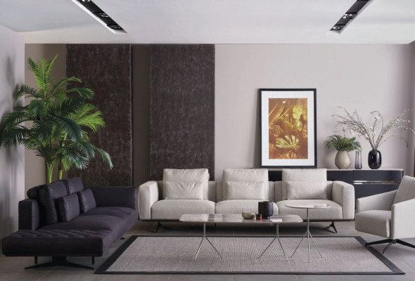 Design Sofagarnitur 3 Sitzer Textil Couch Polster Sofa Couchen Schwarz