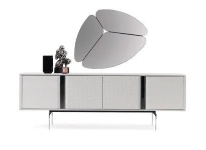 Modern Wohnzimmer Spiegel Anrichte Schrank Edle Design Luxus neu Grau 2tlg