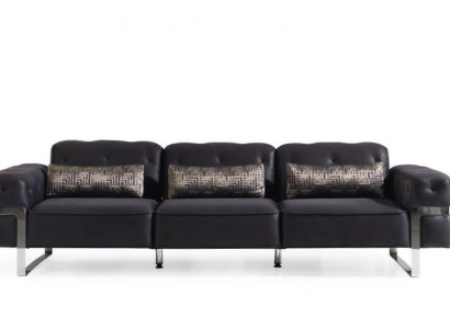 Sofa 3 Sitzer Dreisitzer Textil Luxus Möbel Design Couch schwarz