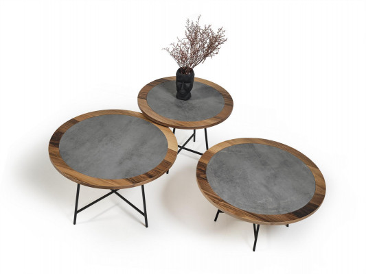 Couchtisch Design Holz Rund Braun Beistell Tisch Wohnzimmer Tische Neu