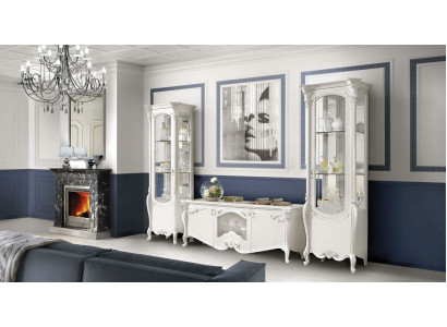 Klassische Wohn Wand Wohnzimmer Sideboard Vitrine RTV Regal Wände Schrank 3tlg.