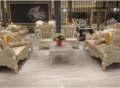 Beige Couchgarnitur Sofa Set 5tlg. Couchtisch Sofagarnitur Couch Möbel
