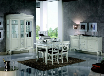 Design Esszimmer Set Garnitur 7tlg Holz Möbel Kommode 4x Stuhl Tisch Vitrine Neu