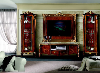 Set Garnitur 4tlg Italienische Möbel 2x Vitrine Sideboard RTV Wandplatte Schrank