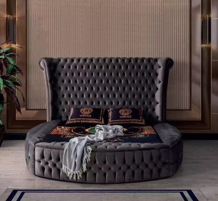 Bett Chesterfield Polsterbett Luxus Schlafzimmer Design Betten Textil Samt Neu