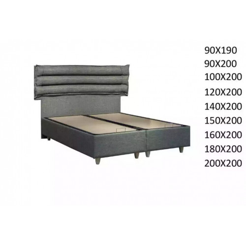 Luxus Bett mit Matratze Komplett Set Bettkasten Ohren Grau Samt 180x200