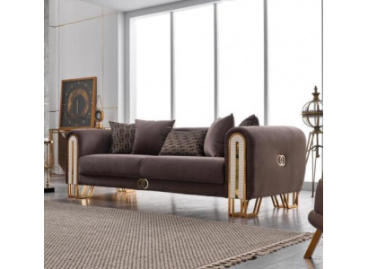 Luxus Couch Gold Metall Sofa Dreisitzer Couchen Polster Möbel 240cm