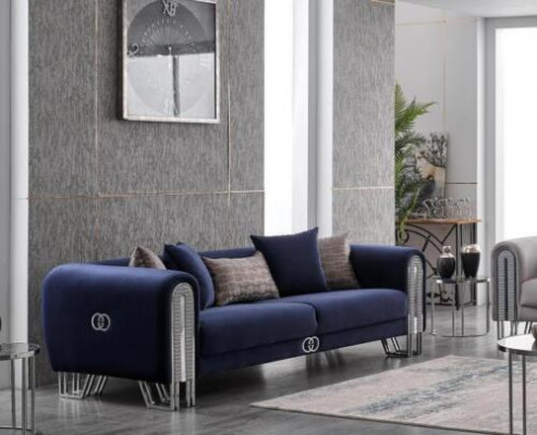 Luxus Couch Polster Möbel Wohnzimmer Couchen Blaue 240cm Dreisitzer