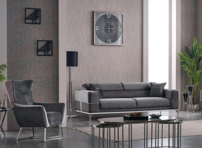 Sofa Set 2 tlg Wohnzimmer Komplett Sofagarnitur 3+1 Sitzer Polster Möbel Textil