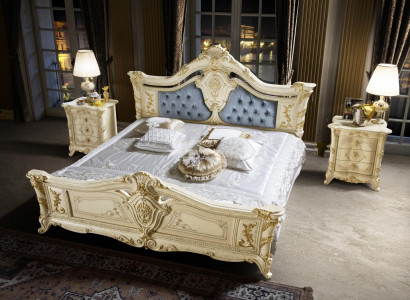 Bett Schlafzimmer Set Möbel Art déco Luxus Betten 2x Nachttisch 3tlg.