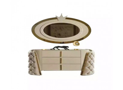 Schminktisch Spiegel Luxus Konsole Kommode Schlafzimmer Holz Modern Design