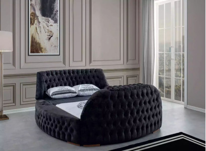 Schwarzes Chesterfield Bett Design Polster Möbel Hotel Luxus Betten Lift Media