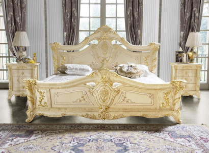 Schlafzimmer Set Design Art déco Luxus Betten Bett Nachttisch 3 tlg.