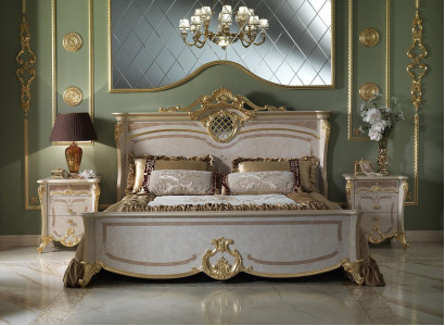 Schlafzimmermöbel-Set - Bett mit zwei Nachttischen in modernem Design