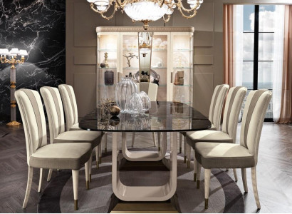 Tisch Esstisch Holz Esszimmer Garnitur 6x Stuhl Set Stühle Lehn Gruppe Italien