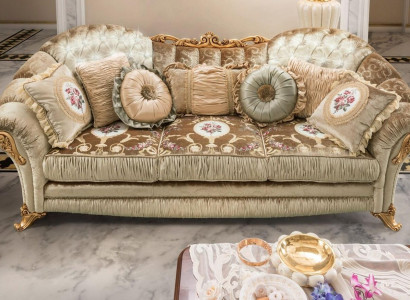 Barock Rokoko 3 Sitzer Couch Textil Sofa Couchen Luxus Design Italienische Möbel