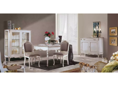 Esszimmer Set Garnitur Vitrine Tisch 4x Stuhl Anrichte luxus Garnitur