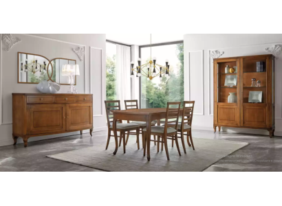Esszimmer Set Tisch 4x Stühle Anrichte mit Spiegel Klassischе Möbel 8tlg