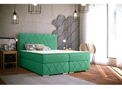 Boxspring Bett Komplett Set mit Matratze & Topper Luxus Polster Textil Betten