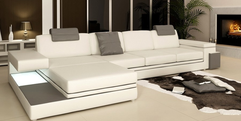 Design Ledersofa Sofa Couch Polster Wohnlandschaft Eck Garnitur Ecke Tachau BS