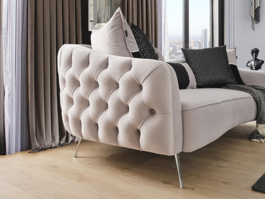 Dreisitzer Chesterfield Sofa 3 Sitzer Sofas Design Modern Stoff Weiß
