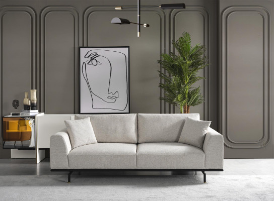 Dreisitzer Sofa 3 Sitzer Sofas Design Weiß Modern Stoff Polyester Neu
