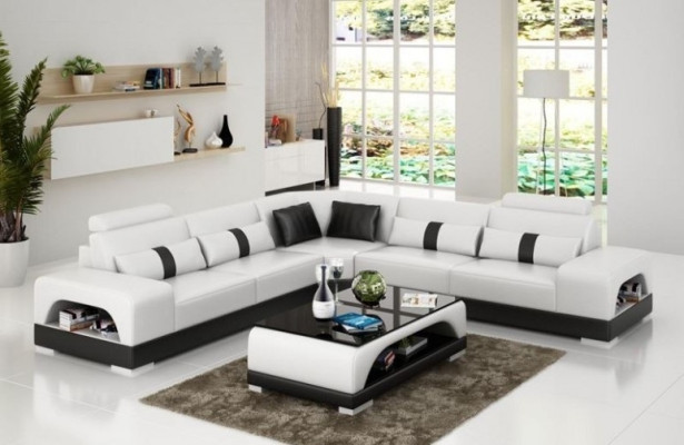 Ecksofa Garnitur Polster Couch Sofa Wohnlandschaft Sitz Eck Textil Leder