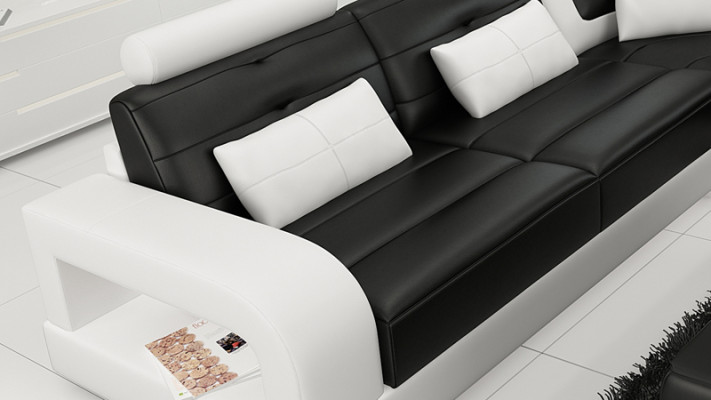 Ledersofa Couch Wohnlandschaft Ecksofa Eck Garnitur Design Modern Sofa L6008B