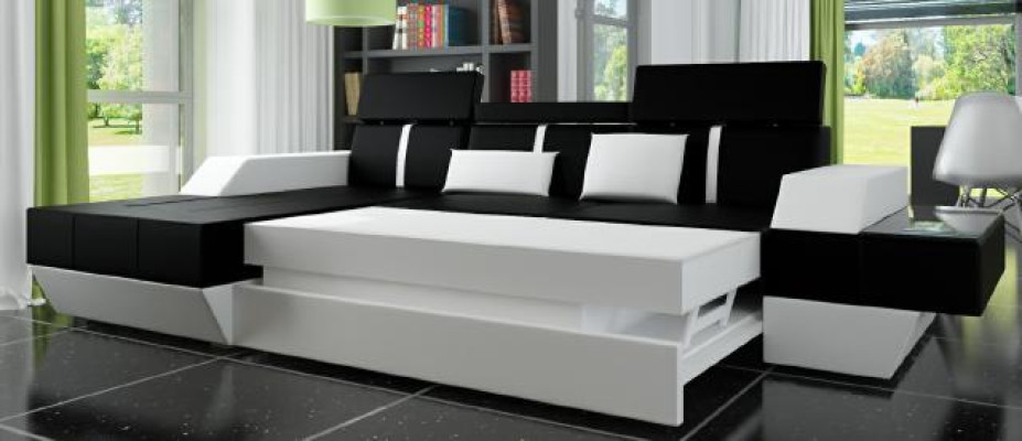 Ledersofa Wohnlandschaft Couch Sofa Ecksofa USB Leder Polster Massanfertigung