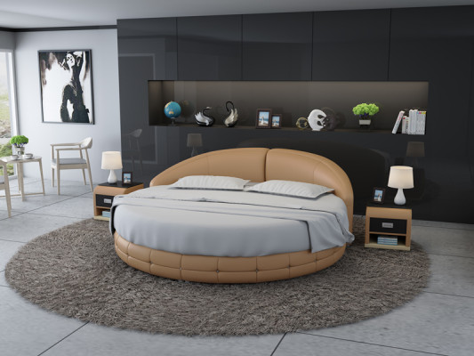 Rundbett Design Bett Polsterbett Designerbett Polster Round XXL Luxus King Size