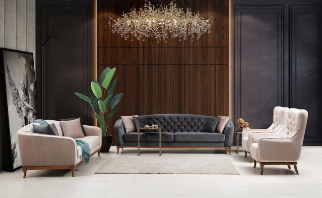 Viersitzer Sofa Luxus 4 Sitzer Sofas Gepolsterte Couch Stoff Sitzer Modern Sitz