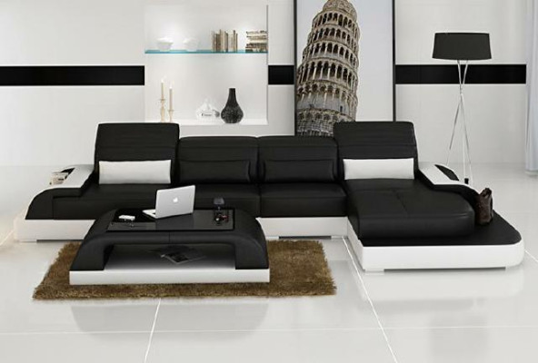Wohnlandschaft Polster Ecke Eck Sofa Couch Garnitur Landschaft Leder