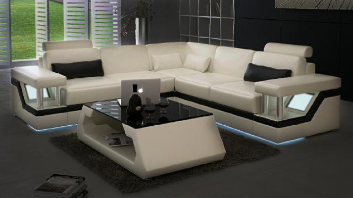 XXL Ledersofa mit USB Garnitur Wohnlandschaft Eckcouch Leder Ecksofa HAMBURG II