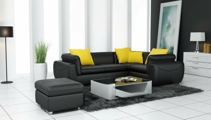 Ledersofa Couch Wohnlandschaft Ecksofa Eck Garnitur Design Modern Sofa F_3014C