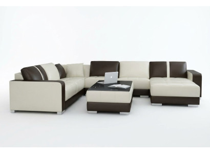 Ledersofa Couch Wohnlandschaft Ecksofa Eck Garnitur Design Modern Sofa F3012