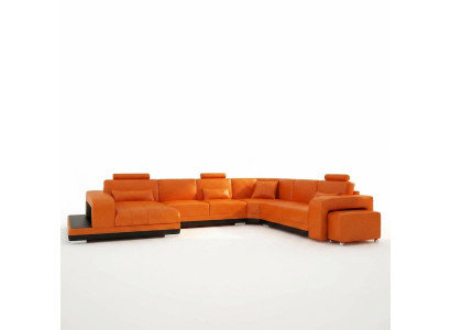 Ledersofa Couch Wohnlandschaft Ecksofa Eck Garnitur Design Modern Sofa F3017