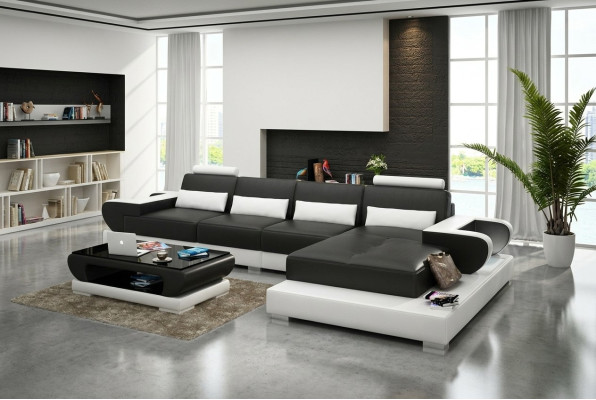 Ledersofa Couch Wohnlandschaft Ecksofa Eck Garnitur Design Modern Sofa G8003C