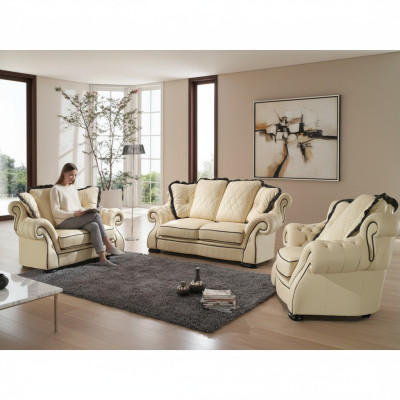 Polster Sofas Leder Sitz XXL Big 3 Sitzer Sofa Couch Design Couchen
