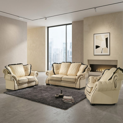 Polster Sofas Leder Sitz XXL Big 3 Sitzer Sofa Couch Design Couchen