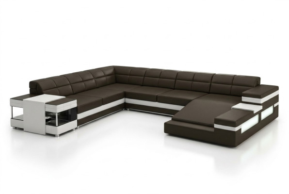 Ledersofa Couch Wohnlandschaft Ecksofa Eck Garnitur Design Modern Sofa 1201B