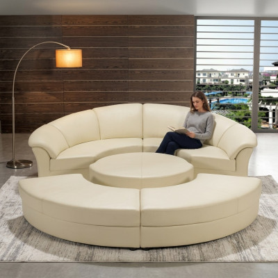 Runde xxl polster wohnlandschaft couch rund eck sofa ledersofa sitz eck garnitur